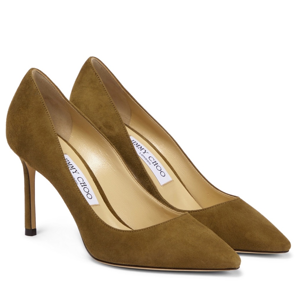 Brand New Suede Jimmy Choo Khaki Brown Pumps